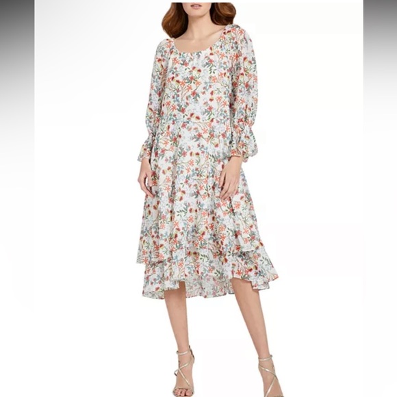 Alice + Olivia Miora Floral Ruffled Dress Multicolored Ruffled On/Off Shoulder - Picture 4 of 17